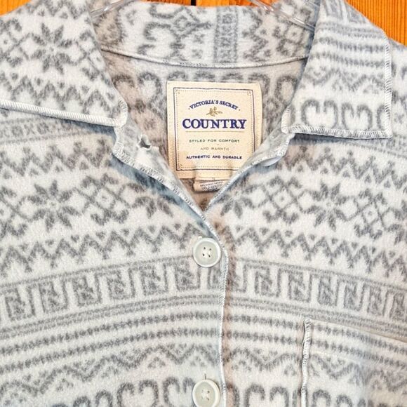 Victoria's Secret Country‎ Cozy Gray Fleece Jacket Shirt Small - Picture 3 of 10